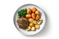 Top View Potaufeu On White Round Plate On White Background. Generative AI Royalty Free Stock Photo
