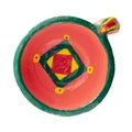 Top view of pottery painted colorful handcrafted cup