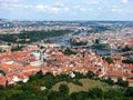 Top view of Prague City with vltava river