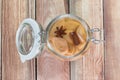 Top View on Preserved Pear Compote with Star Anise and Cinnamon Royalty Free Stock Photo