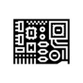 top view printed circuit board pcb glyph icon vector illustration Royalty Free Stock Photo