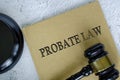 Top view of Probate Law book with gavel on marble background Royalty Free Stock Photo