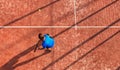 Top view of a professional paddle tennis player who is playing a padel match Royalty Free Stock Photo