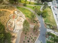 Top view public playground near tennis courts in Hayes Valley, S