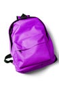 Top view of purple school backpack on white background Royalty Free Stock Photo