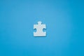 Top view Puzzle pieces on blue background, Jigsaw puzzle with missing piece, Missing jigsaw puzzle pieces and business concept Royalty Free Stock Photo