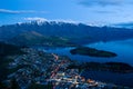 Top view of Queenstown downtown at dusk