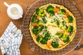 Top view quiche on cooling rack