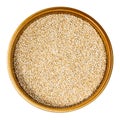 Top view of quinoa seeds in round bowl cutout Royalty Free Stock Photo