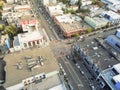 Top view Rainbow crosswalk in Castro District, San Francisco