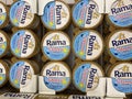 Top view on Rama margarine butter cups in german supermarket Royalty Free Stock Photo