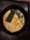 Top View, Ramen, a delicious Asian-style Japanese food in a bowl.
