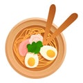 Top view ramen icon, cartoon style