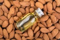 Raw almonds and oil Royalty Free Stock Photo