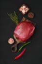 Top view of raw beef top round meat Royalty Free Stock Photo