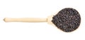 Top view of raw black rice in wood spoon isolated Royalty Free Stock Photo
