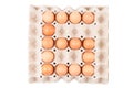 Chicken Eggs In paper container tray box arranged look like Number is ` 6 `. Royalty Free Stock Photo