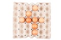 Chicken Eggs In paper container tray box arranged look like Number is ` 4 `. Royalty Free Stock Photo