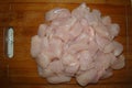 Top view of raw chicken fillet chunks isolated Royalty Free Stock Photo