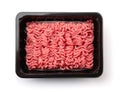 Raw fresh minced beef meat in black plastic tray Royalty Free Stock Photo