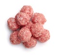 Top view of raw meat balls Royalty Free Stock Photo