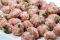 Top view of raw meat balls isolated on white Royalty Free Stock Photo