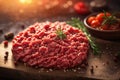 Top view of raw minced beef meat. ai generative Royalty Free Stock Photo