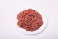 Top view of raw minced beef meat isolated on white Royalty Free Stock Photo