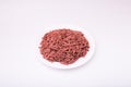 Top view of raw minced beef meat isolated on white Royalty Free Stock Photo