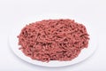 Top view of raw minced beef meat isolated on white Royalty Free Stock Photo