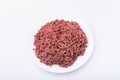 Top view of raw minced beef meat isolated on white Royalty Free Stock Photo