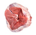 top view of raw piece of halal beef shank isolated