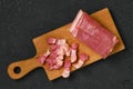 Top view of raw pork belly on cutting board Royalty Free Stock Photo