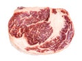 Top view of raw rib eye beef steak isolated Royalty Free Stock Photo