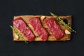 Top view of raw strip steak boneless Royalty Free Stock Photo