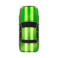 Top view of realistic glossy green sport car on white Royalty Free Stock Photo