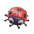 Top view on realistic ladybird on white background