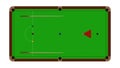 Top view of realistic snooker table with balls and cue Royalty Free Stock Photo