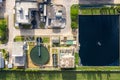 Top view of Recirculation Solid contact Clarifier Sedimentation Tank. Industrial water treatment in factory