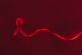 top view of red aids ribbon Royalty Free Stock Photo