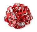 Top view of red can pull tabs Royalty Free Stock Photo