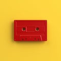 Top View Red Cassette Tape Pop Art.