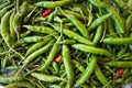 Top view red green chili pepper ingredient for Tom Yum Chili hot spicy soup thai food Royalty Free Stock Photo