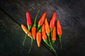 Top view red green chili pepper ingredient for Tom Yum Chili hot spicy soup thai food Royalty Free Stock Photo