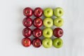 Top view of red and green juicy apples in a row Royalty Free Stock Photo