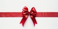 Top View Red Ribbon with Bow on Isolated Background Royalty Free Stock Photo