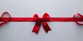 Top View Red Ribbon with Bow on Isolated Background Royalty Free Stock Photo