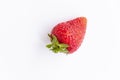 top view of red, ripe, juicy strawberries on a white background. Royalty Free Stock Photo