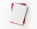 Top view of red spiral notebook and pencil Royalty Free Stock Photo