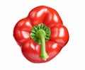 Top view of a red sweet bell pepper isolated on white Royalty Free Stock Photo